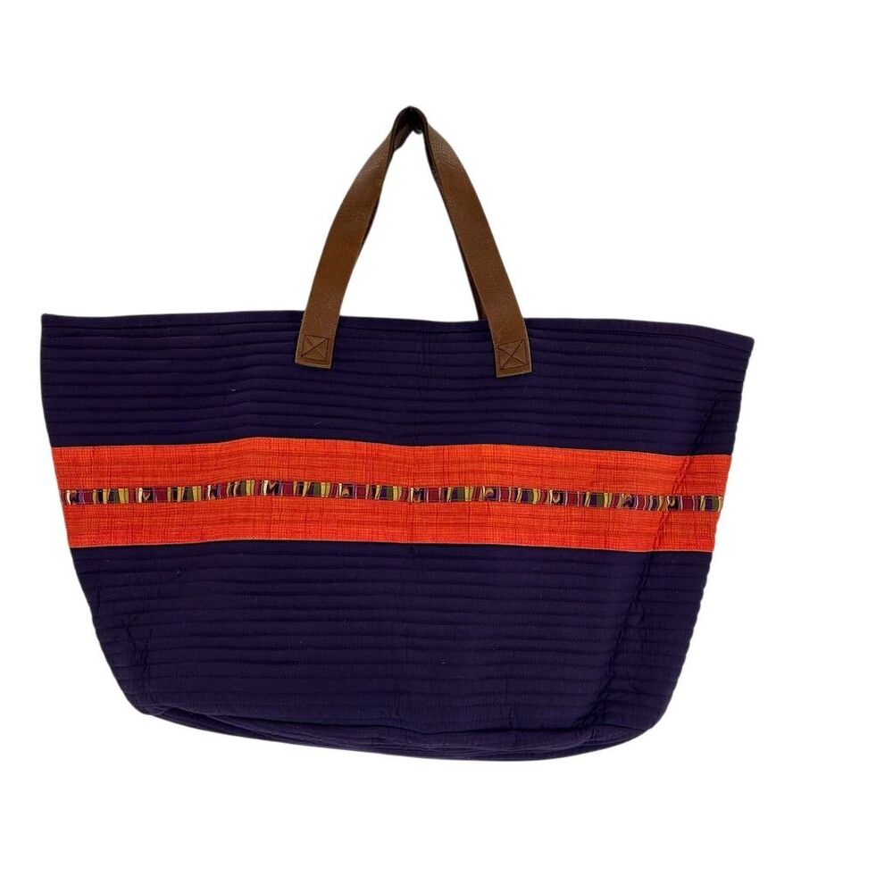 R Zoo Design Women's Multicolor Quilted Tote Bag Large Striped Casual Handbag